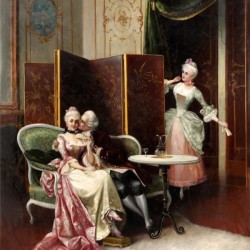 Two lovers and a woman behind the wall